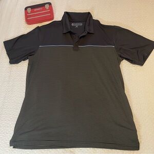Pebble Beach Charcoal and Black Striped‎ Polo Shirt Size XL